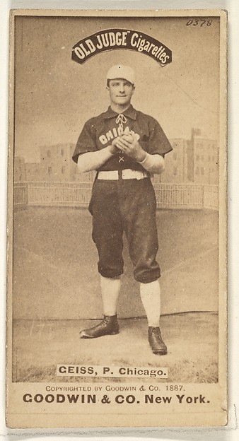 Goodwin & Company, Emil Geiss, Pitcher, Chicago, from the Old Judge series (N172) for Old Judge Cigarettes