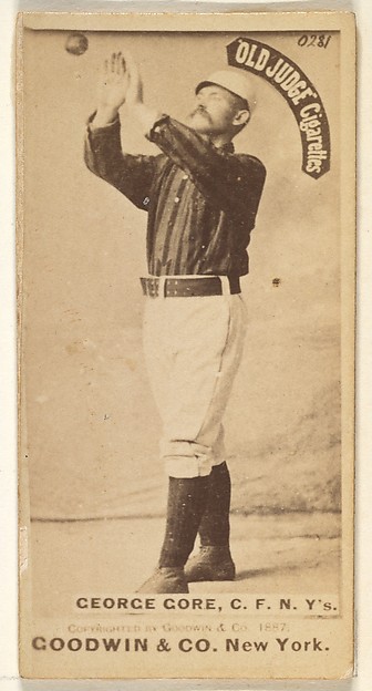 Goodwin & Company, George F. "Piano Legs" Gore, Center Field, New York, from the Old Judge series (N172) for Old Judge Cigarettes