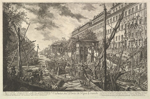 Giovanni Battista Piranesi, View of the Port of Ripa Grande, from Vedute di Roma (Roman Views)