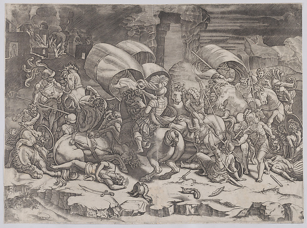 Agostino Veneziano (Agostino dei Musi), Battle with a Cutlass