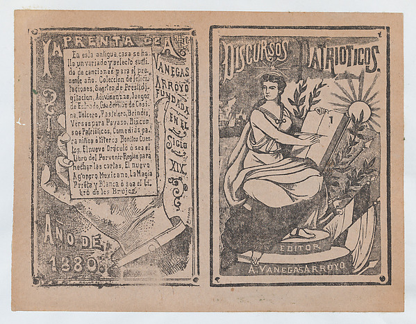José Guadalupe Posada, Front and back covers printed on the same sheet for patriotic discourses