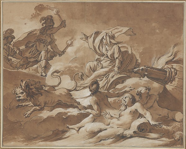 Jean-Baptiste Marie Pierre, Cybele Prevents Turnus from Setting Fire to the Trojan Fleet by Transforming the Ships into Sea Goddesses