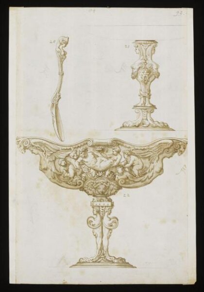 Unknown, Design for a tazza, a tazza stem and a spoon