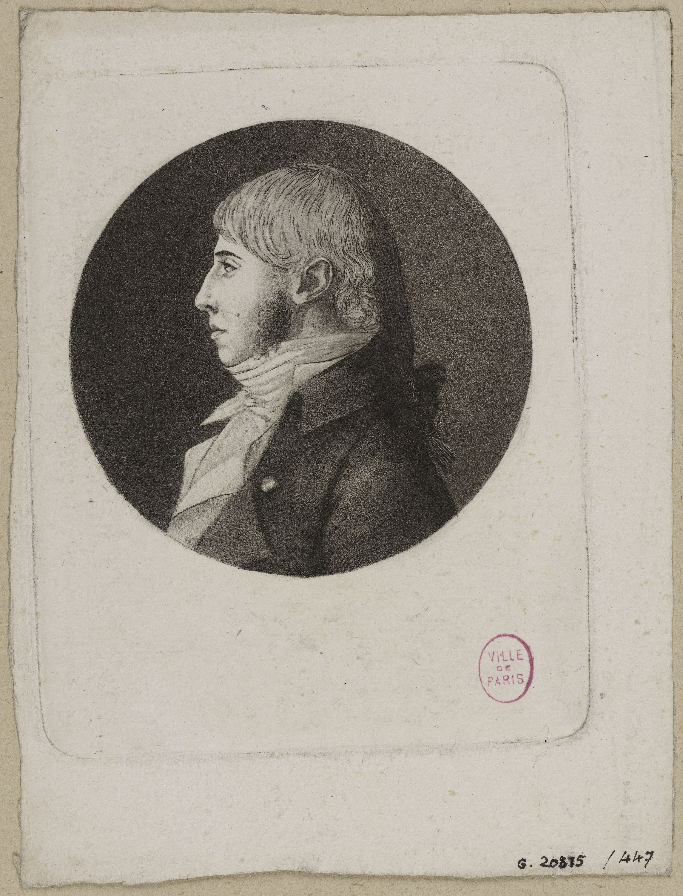 Edmé Quenedey, Portrait d'un homme, fin XVIIIème siècle/début XIXème siècle