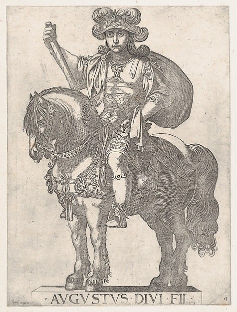 Antonio Tempesta, Plate 2: Emperor Augustus on Horseback, from "The First Twelve Roman Caesars"