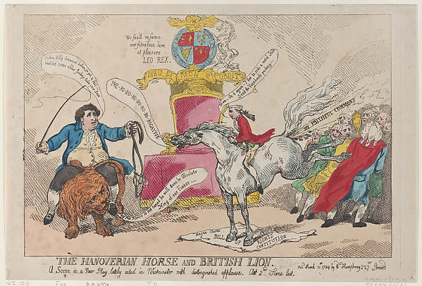 Thomas Rowlandson, The Hanoverian Horse and British Lion