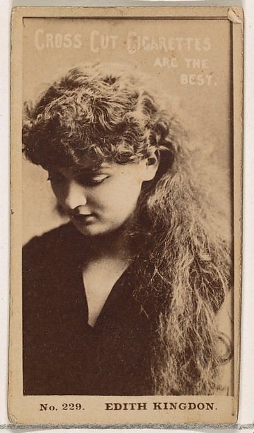 W. Duke, Sons & Co., Card Number 229, Edith Kingdon, from the Actors and Actresses series (N145-2) issued by Duke Sons & Co. to promote Cross Cut Cigarettes