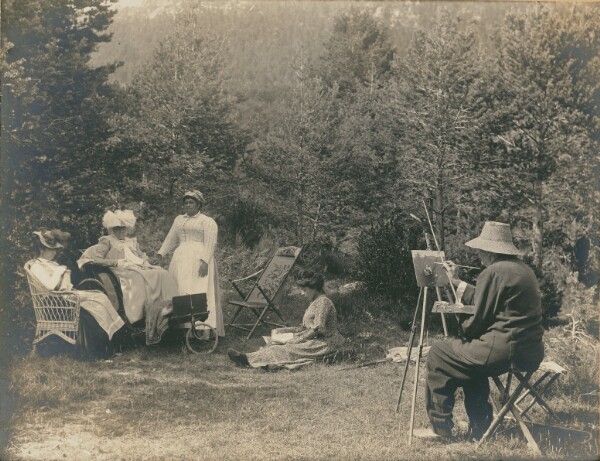 Unknown, [Nadar painting household group on the lawn at Sénart]