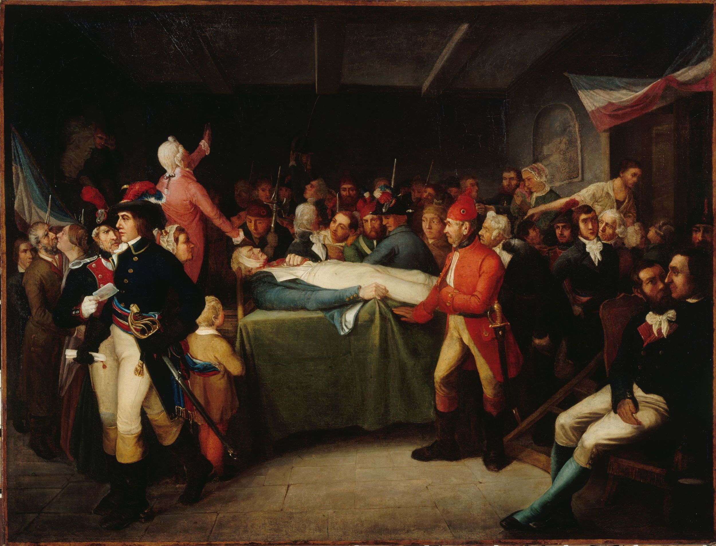 Anonyme, Robespierre étendu sur la table du Comité de salut public, le 9 thermidor an II (27 juillet 1794)