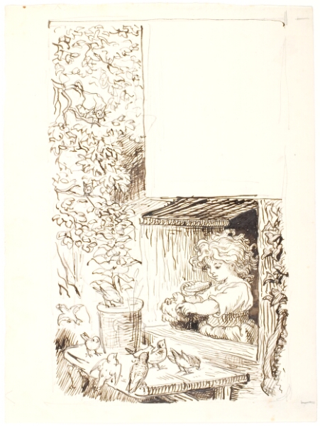Lorenz Frølich, Lili fodrer fugle