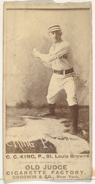 Goodwin & Company, Charles Frederick "Silver" King, Pitcher, St. Louis Browns, from the Old Judge series (N172) for Old Judge Cigarettes