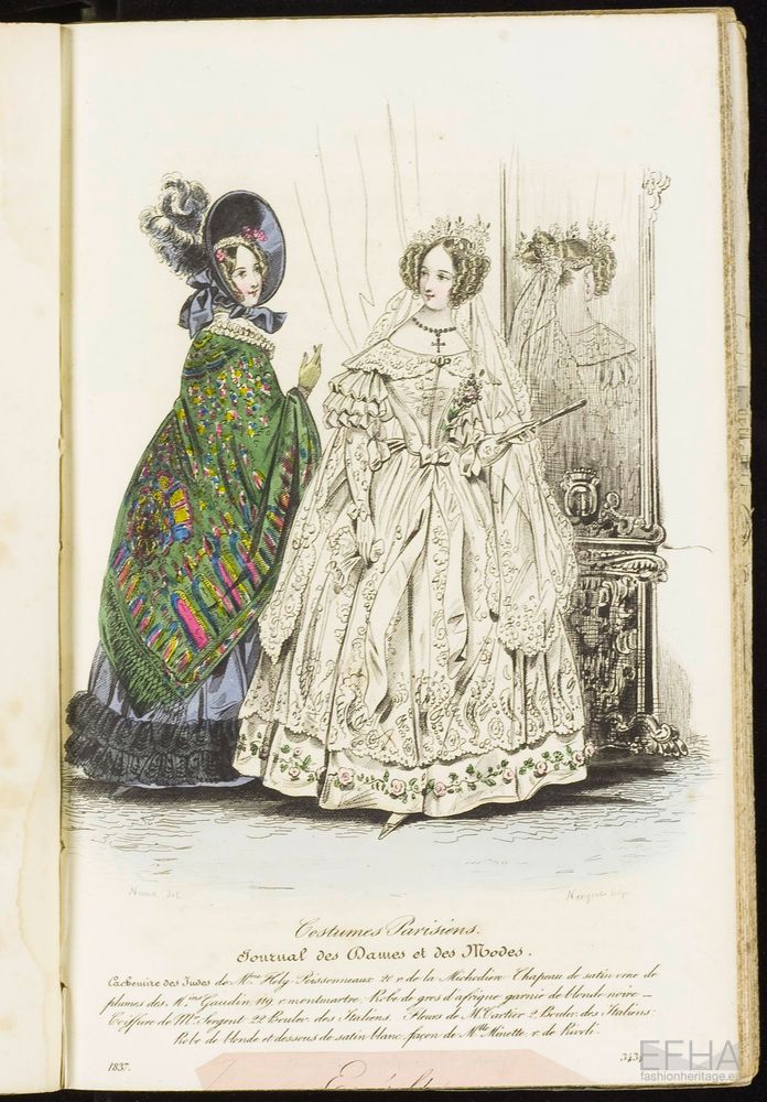 Unknown artist, Modeprent (in kleur) uit 'Esméralda : revue littéraire, artistique et fashionable (modes de Paris)' 1837-01-01