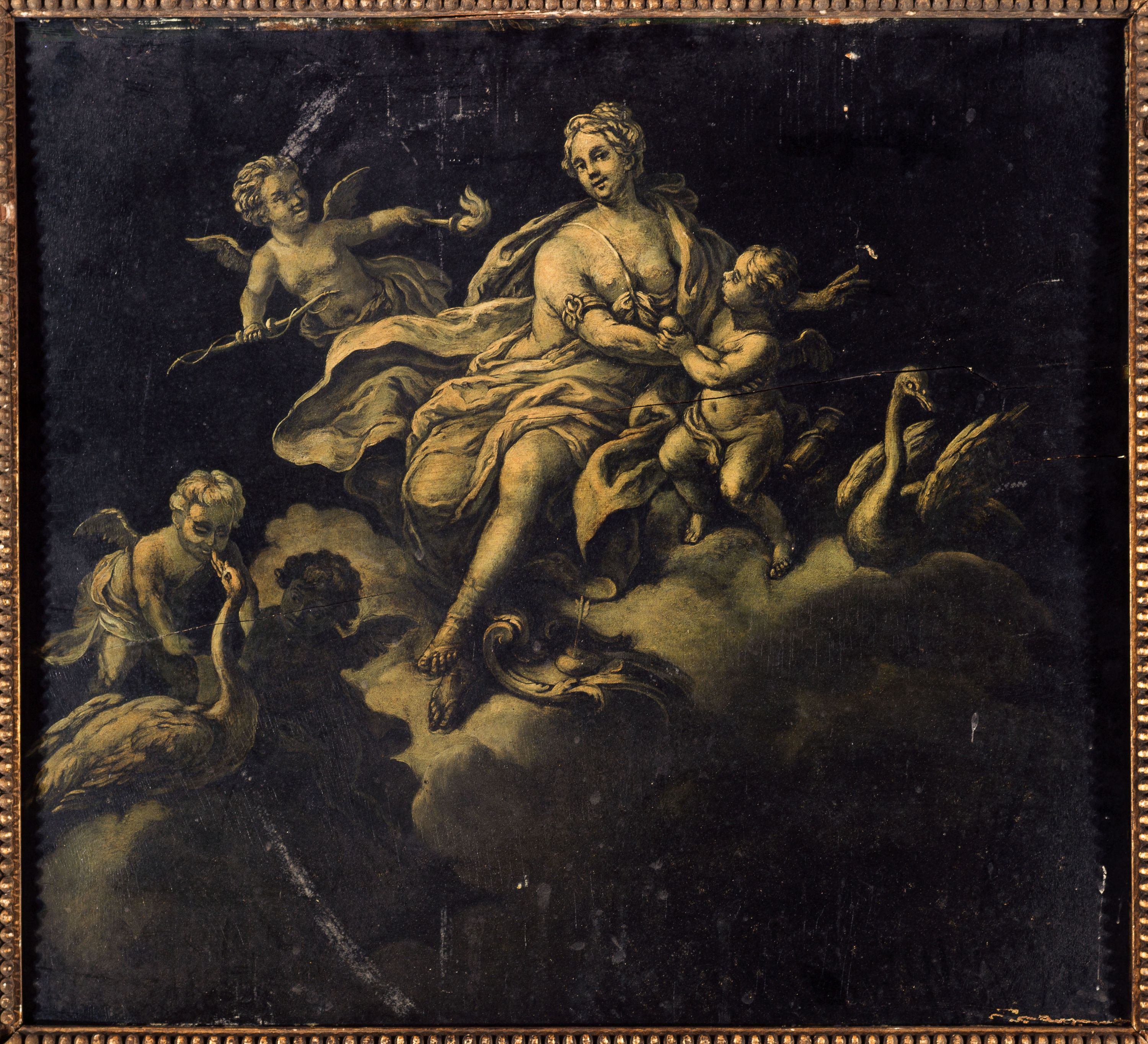 Anonyme, Vénus entourée de quatre amours (allégorie). Fragment de boiserie (?). Décor de carrosse (?).
