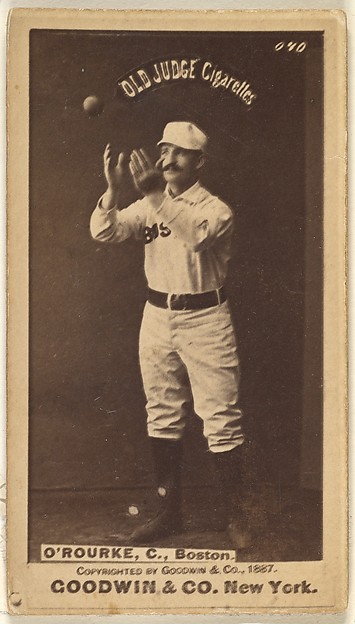 Goodwin & Company, O'Rourke, Catcher, Boston, from the Old Judge series (N172) for Old Judge Cigarettes