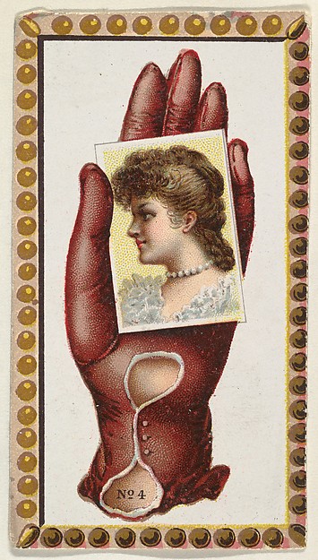 Allen & Ginter, Card Number 4, cut-out from banner advertising the Opera Gloves series (G29) for Allen & Ginter Cigarettes