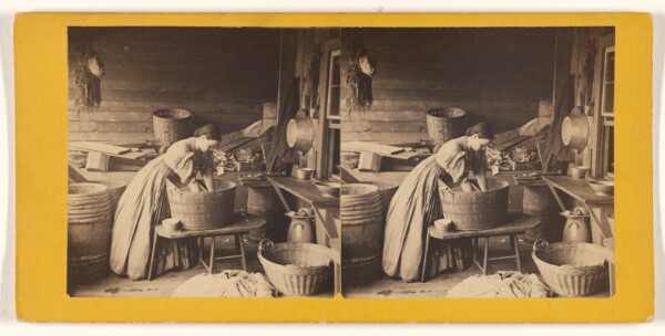 Unknown, [Woman washing laundry in a large tub]