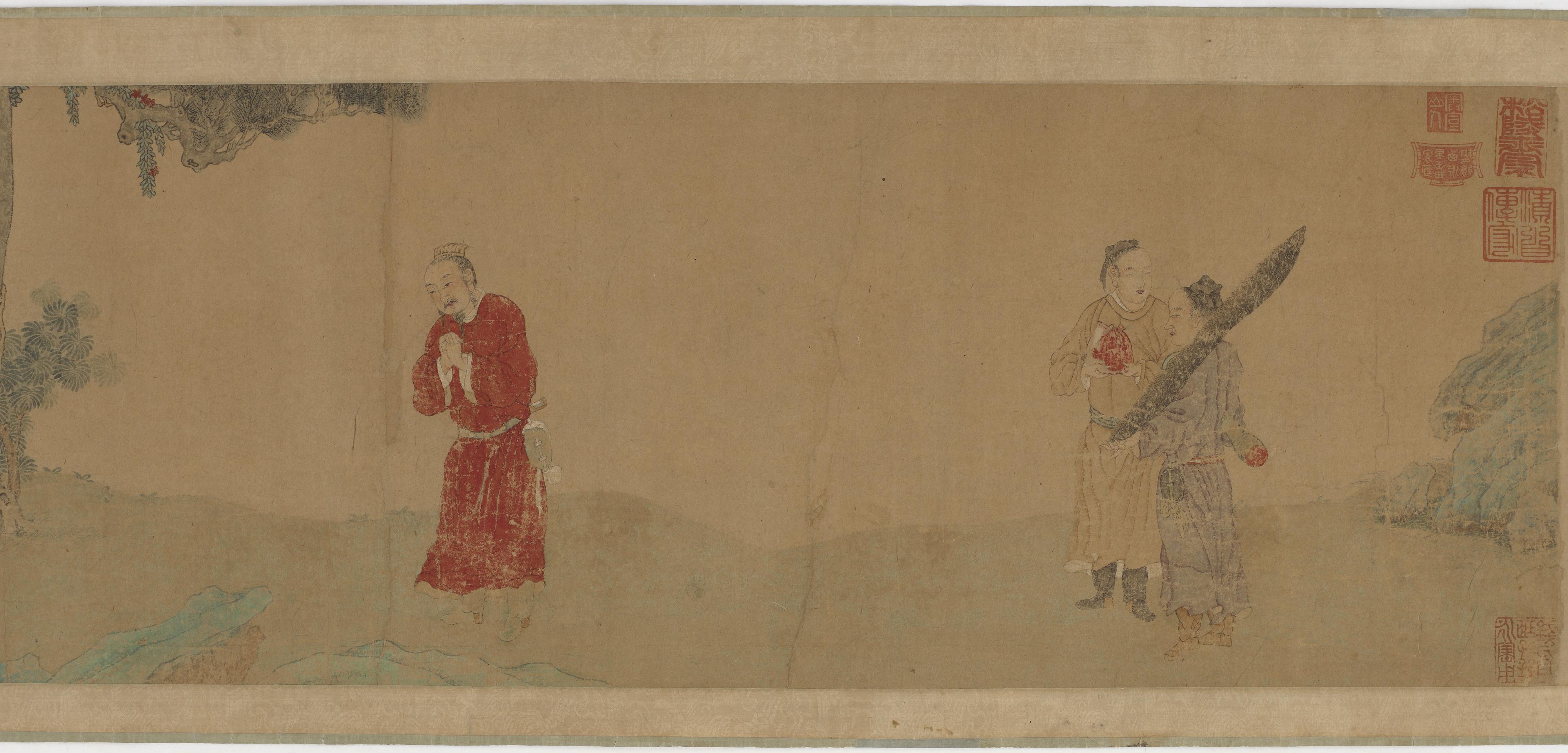 Formerly attributed to Qian Xuan, Emperor Shi Le reverencing a buddhist monk