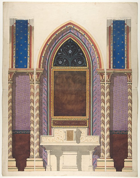 Jules-Edmond-Charles Lachaise, Elevation of a design for an altar and painted wall decoration
