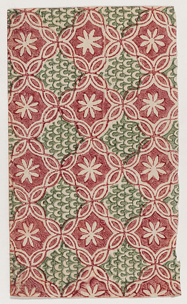 Anonymous, Sheet with overall floral and U shaped patterns