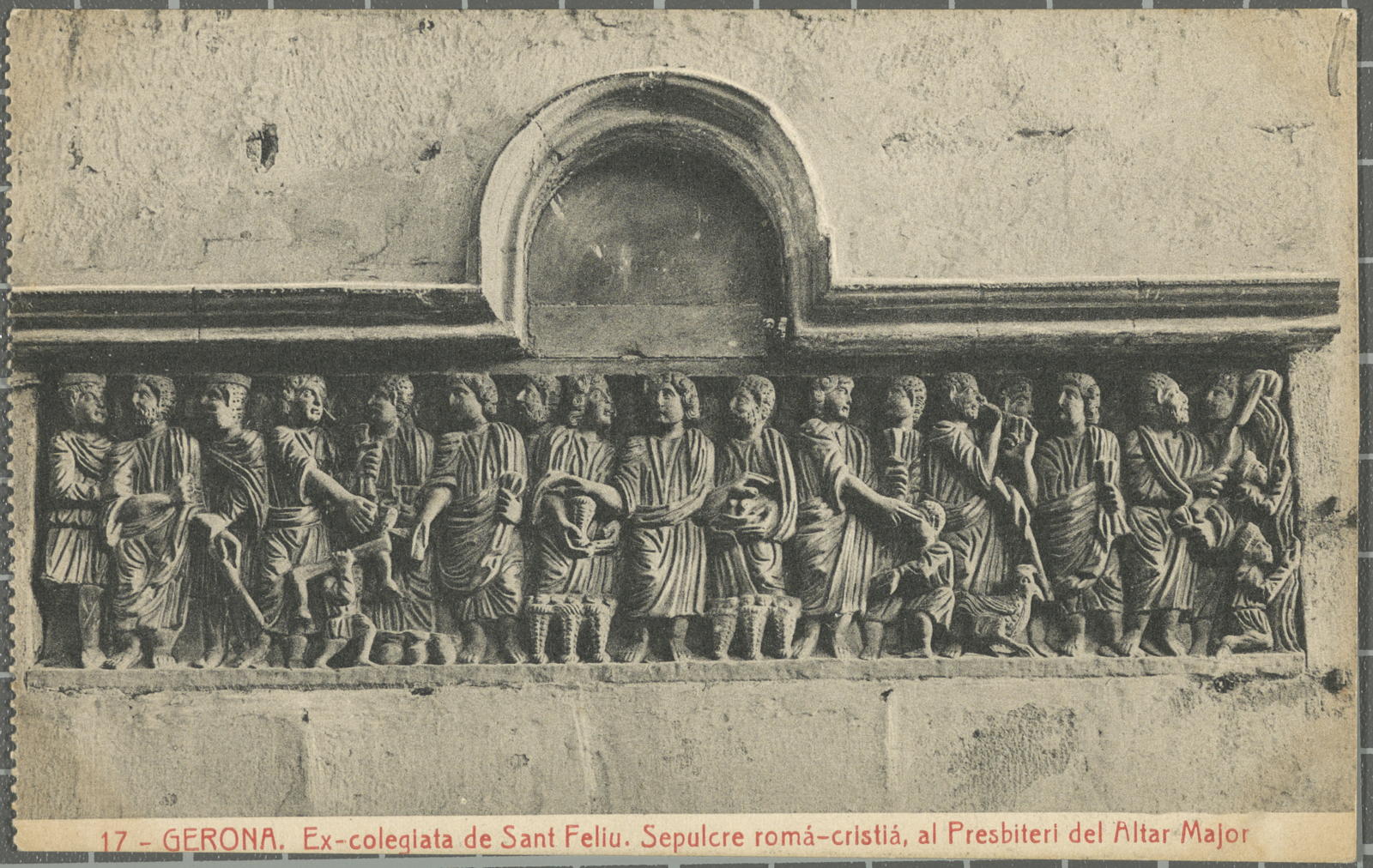 Desconegut, 17-Gerona. Ex-colegiata de Sant Feliu. Sepulcre romà-cristià, al Presbiteri del Altar Major
