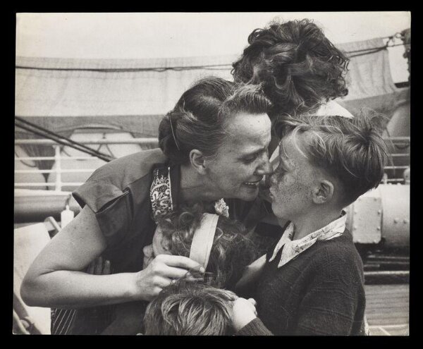 Hardy, Bert, Five children stow away, sail 10,000 miles, to each A MOTHER'S ARMS