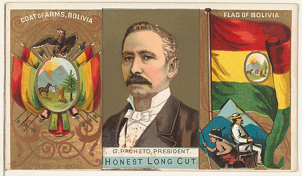 W. Duke, Sons & Co., G. Pacheto, President of Bolivia, from the Rulers, Flags, and Coats of Arms series (N126-1) issued by W. Duke, Sons & Co.
