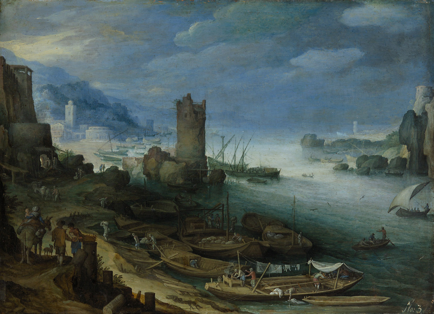 Paul Bril, Flußlandschaft mit Turmruine