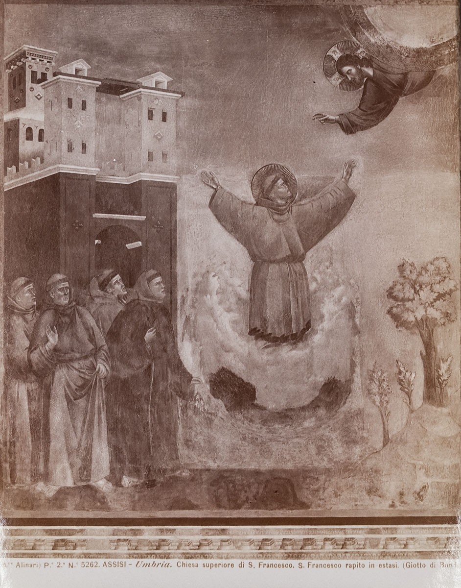 Fratelli Alinari, Giotto di Bondone: Ekstase des Heiligen Franziskus. Fresko, Oberkirche, Basilika San Francesco, Assisi