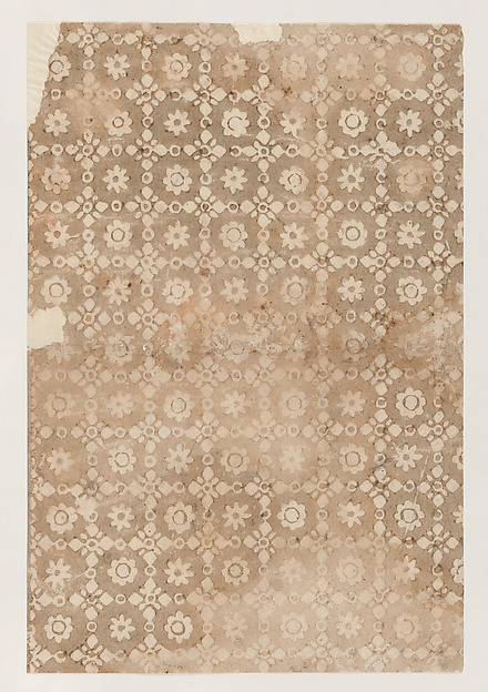 Anonymous, Sheet with overall floral and geometric pattern