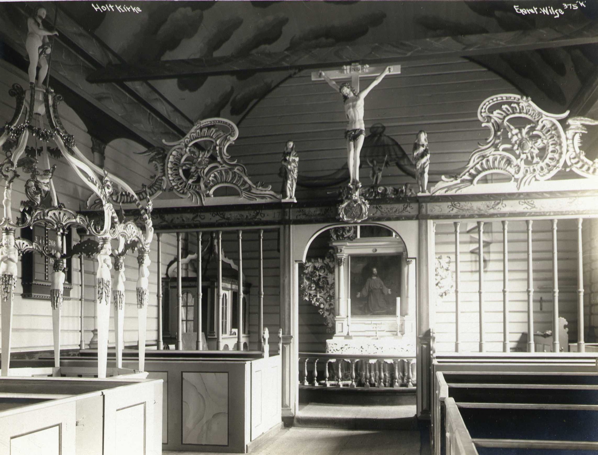 Anders Beer Wilse, Interiør mot alter, Holt kirke, Tvedestrand, Aust-Agder.