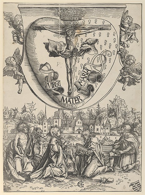 Lucas Cranach the Elder, Four Saints Adoring Christ Crucified on the Sacred Heart