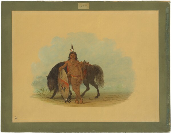 George Catlin, A Cheyenne Warrior Resting His Horse