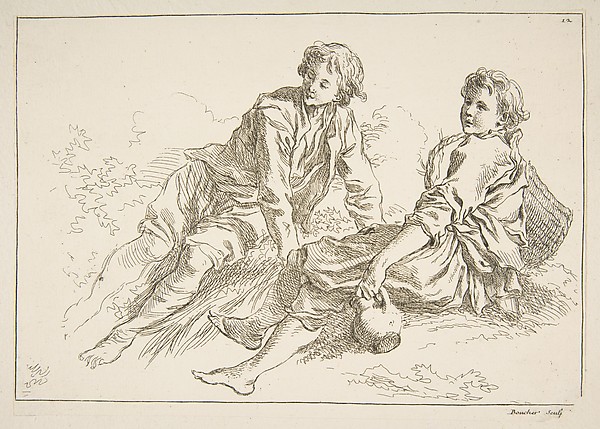 François Boucher, Sheet of Sketches, from "Livre d’étude d’après les desseins originaux de Blomart"