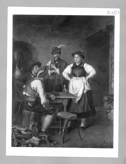 Franz Defregger, interior scene with peasants