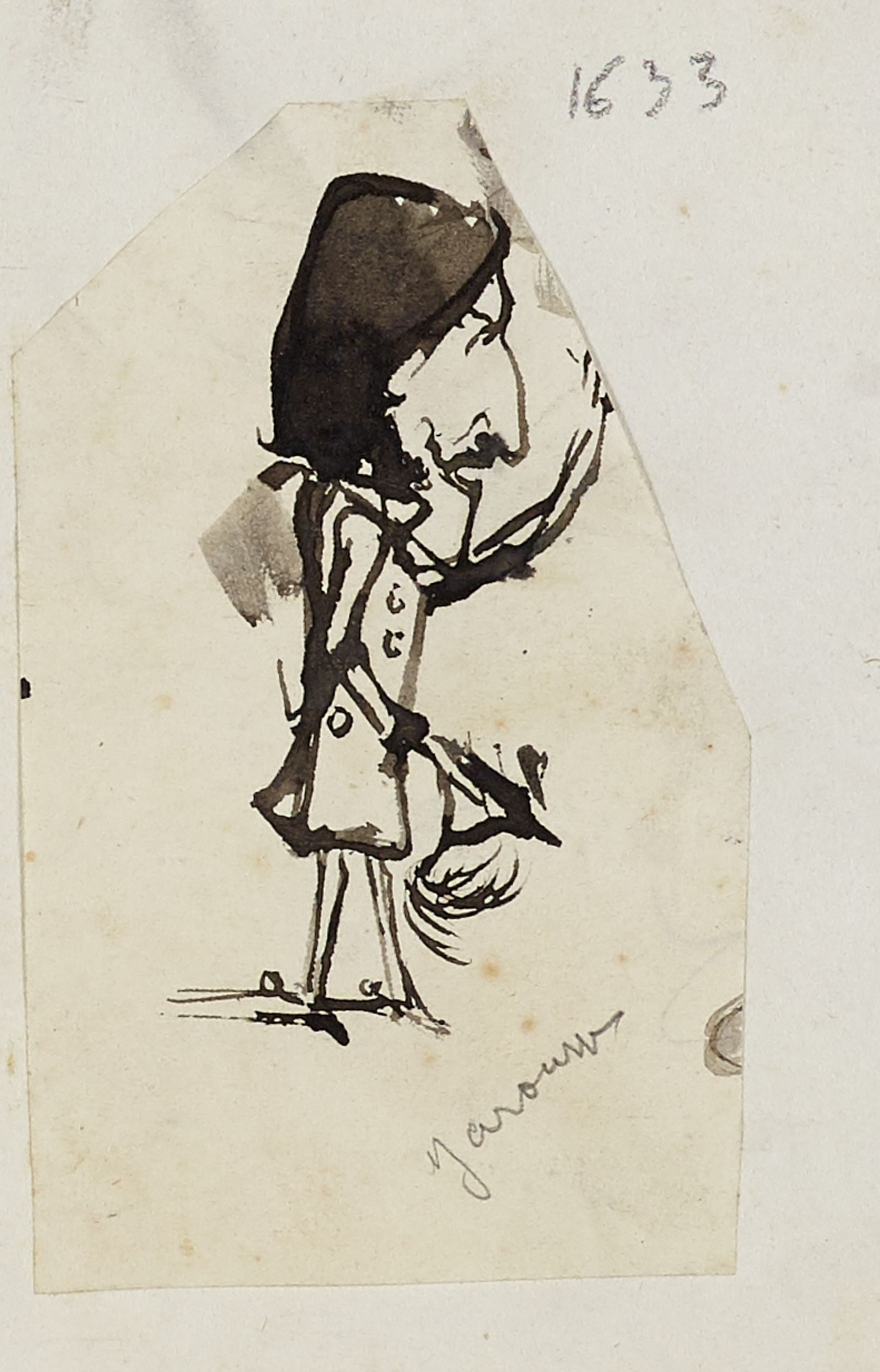 Anonyme, Portrait-charge d'un homme de profil (Jarousse)