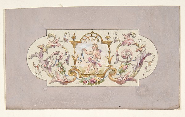 Jules-Edmond-Charles Lachaise, Design for a ceiling with a putto set in a border
