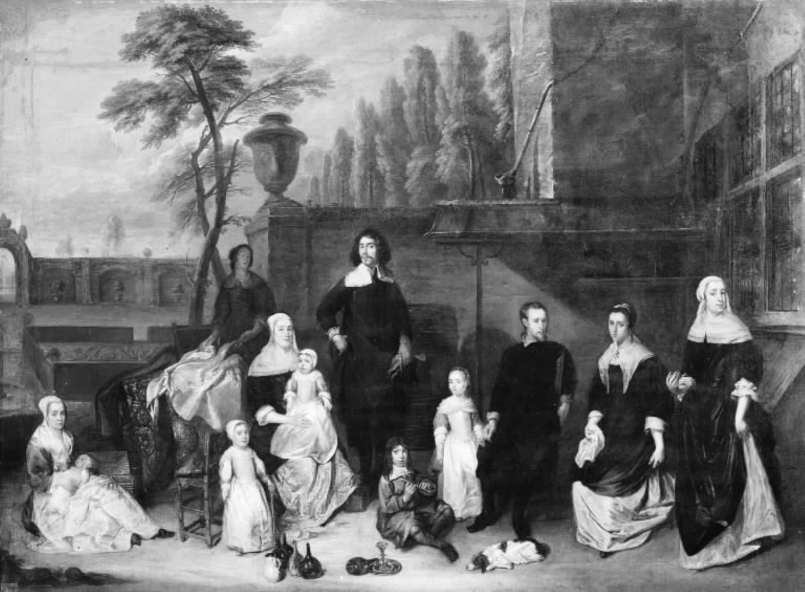 Gillis van Tilborgh, Portræt af en familie på en haveterrasse