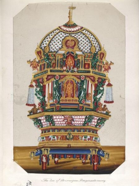 Unknown, One of twenty mica paintings depicting Hindu deities and festival processions with decorated cars.