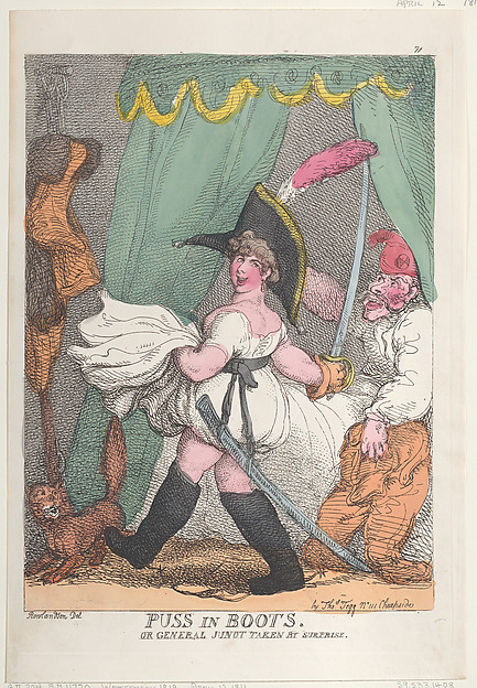 Thomas Rowlandson, Puss in Boots or General Junot Taken by Surprise