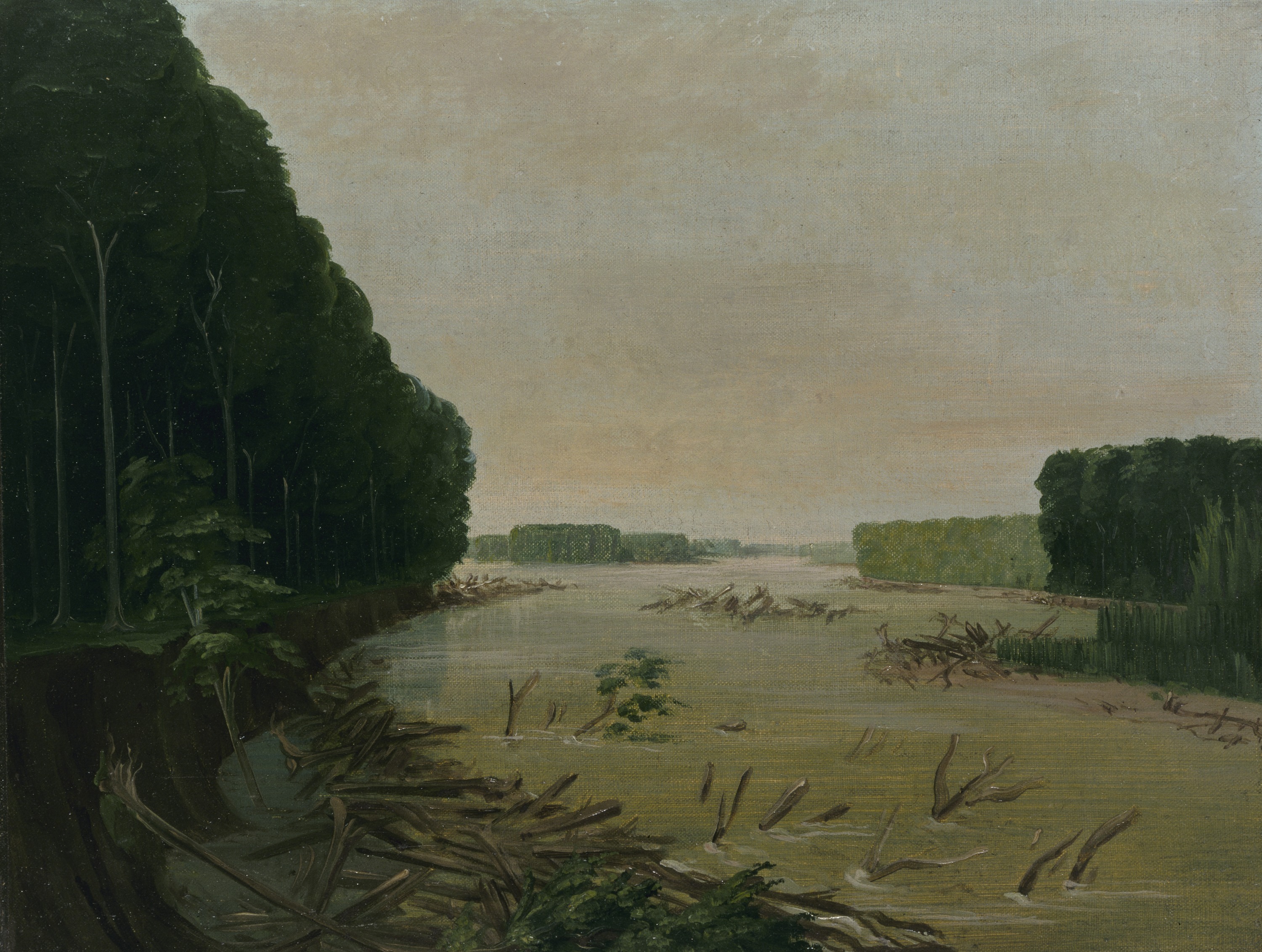 George Catlin, View on the Missouri, Alluvial Banks Falling in, 600 Miles above St. Louis