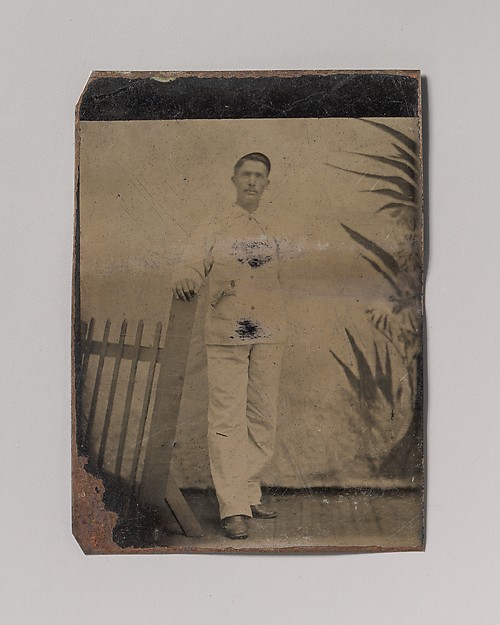Unknown, [Painter Resting His Hand on Picket Fence]