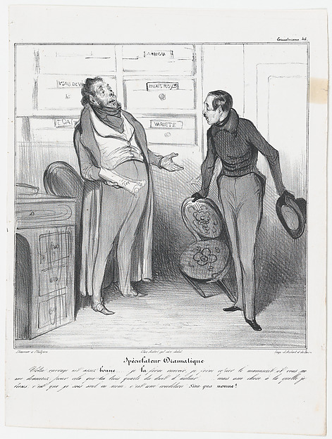 Honoré Daumier, Plate 46: Theatrical agent, from 'Caricaturana,' published in Les Robert Macaires