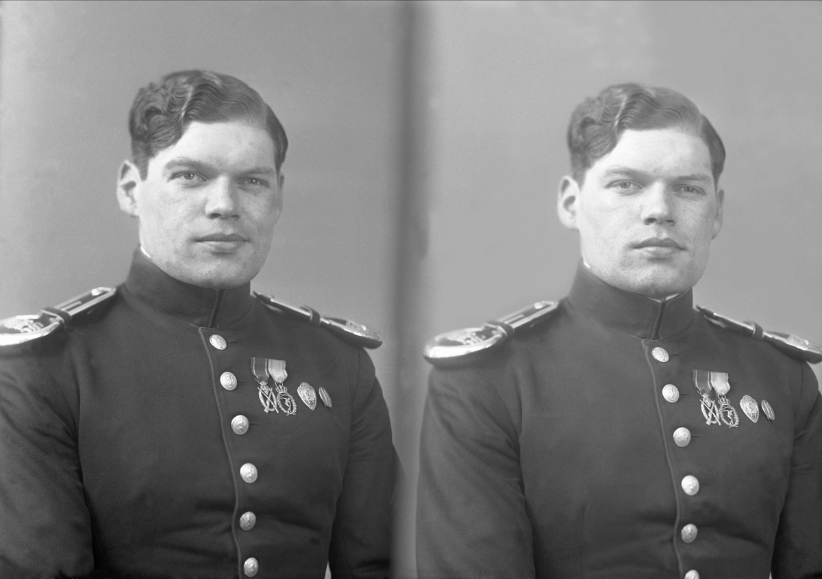 Gustav Borgen, Portrett, mann i kadettsersjantuniform.