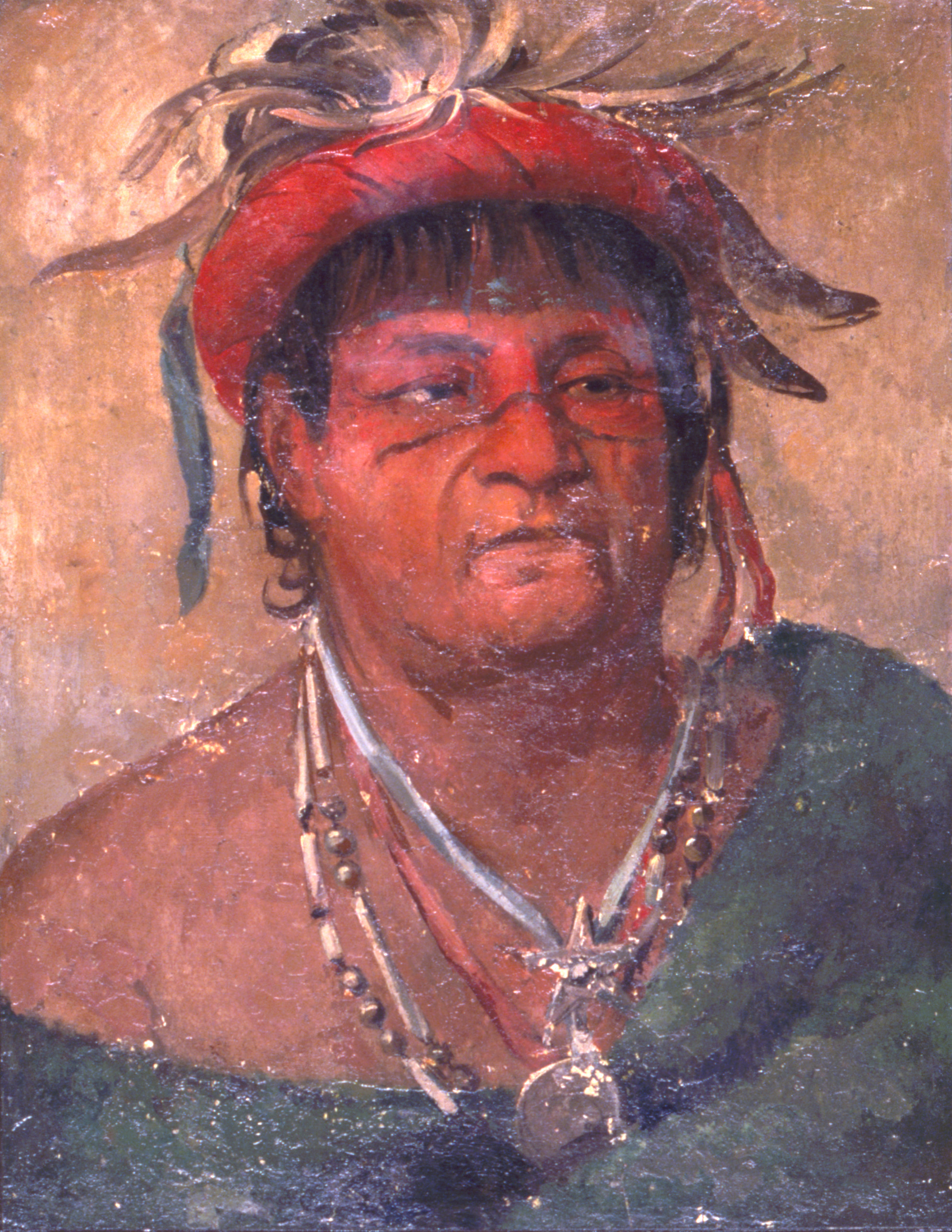 George Catlin, Aúh-ka-nah-paw-wáh, Earth Standing, an Old and Valiant Warrior