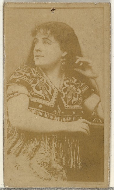 W. Duke, Sons & Co., [Actress wearing patterned bodice], from the Actors and Actresses series (N145-8) issued by Duke Sons & Co. to promote Duke Cigarettes