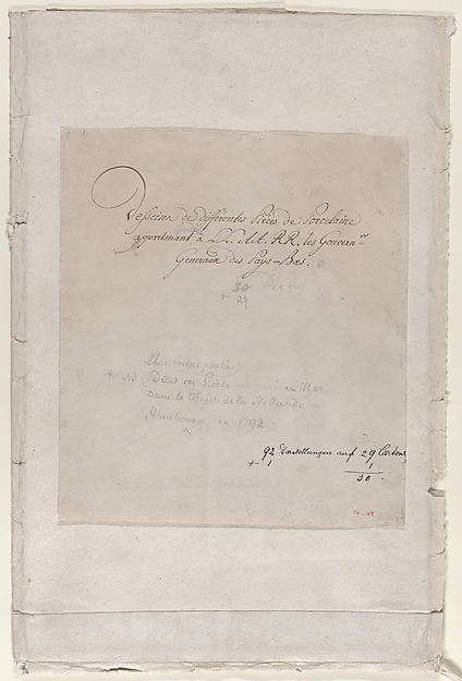 Anonymous, French, 18th century, Portfolio Cover for a Group of Drawings showing Porcelain Vessels
