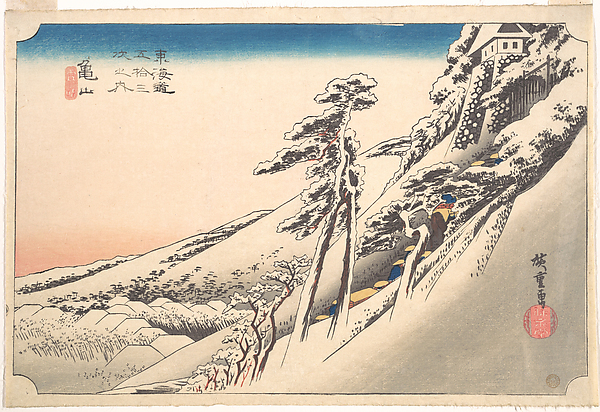 Utagawa Hiroshige, Kameyama, Yuki Hare