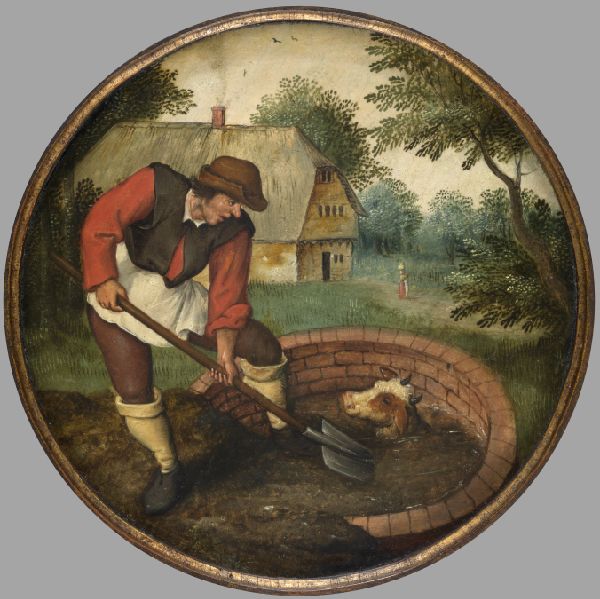 Pieter Brueghel II, It is too Late to Fill in the Well After the Calf has Drowned