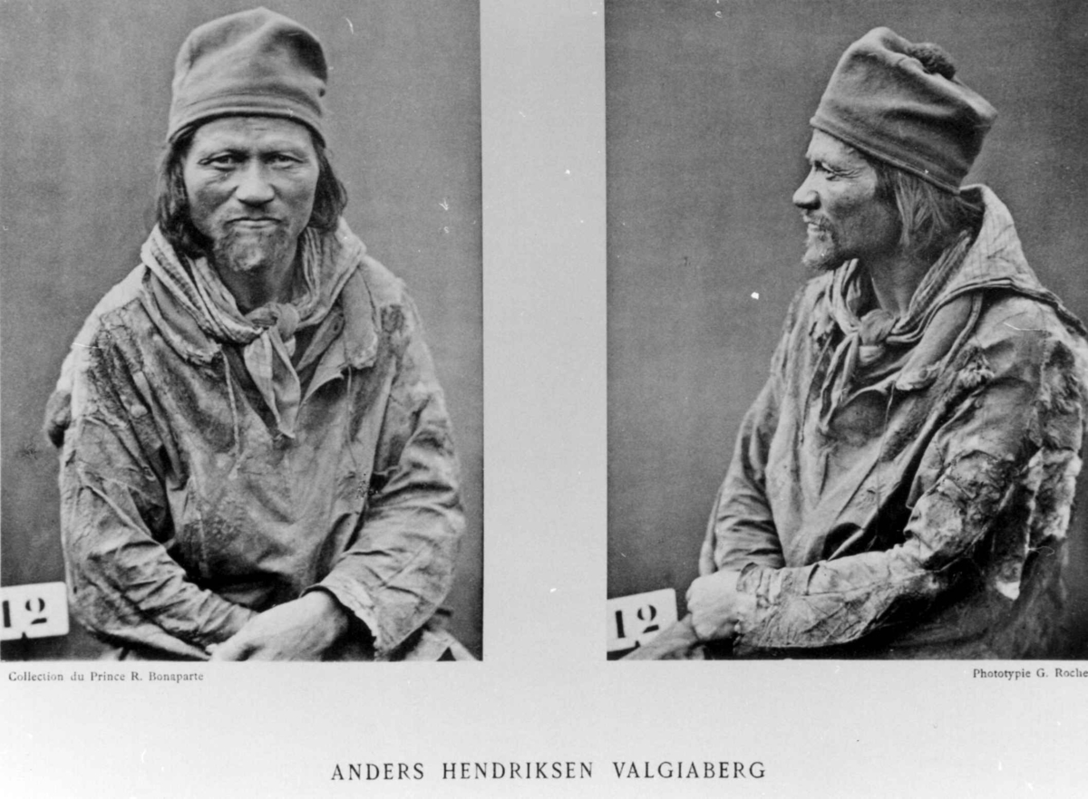 G. Roche, Roland Bonaparte sin samling. Portrett av Anders Henriksson Walkeapää. Inngår i Bonapartes sameportretter som nr. 12. Bonaparte