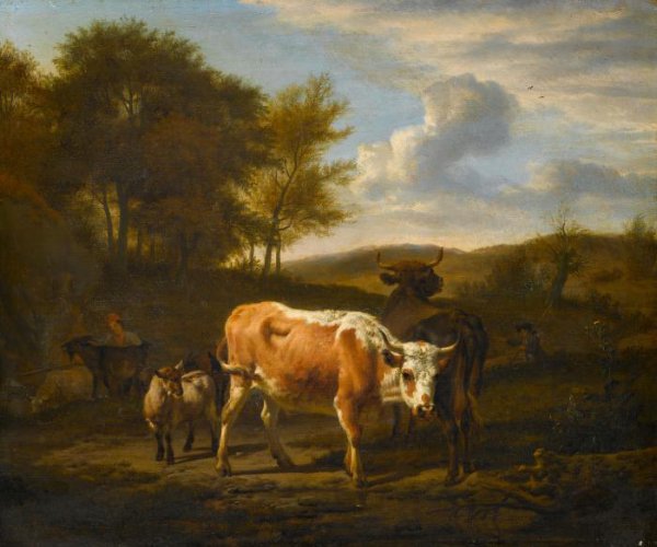 Adriaen van de Velde, Mountainous Landscape with Cows